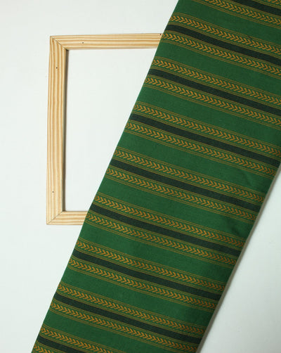Green And Yellow Stripe Cotton Ikat Fabric