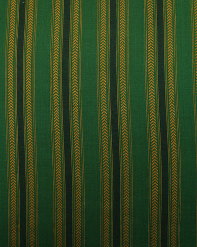 Green And Yellow Stripe Cotton Ikat Fabric