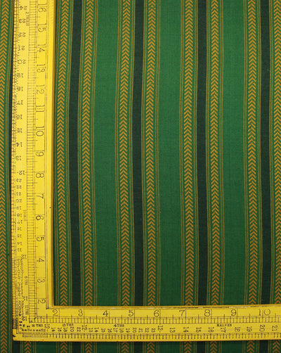 Green And Yellow Stripe Cotton Ikat Fabric