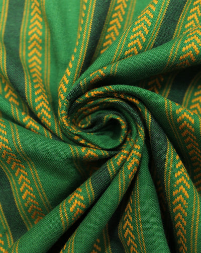 Green And Yellow Stripe Cotton Ikat Fabric