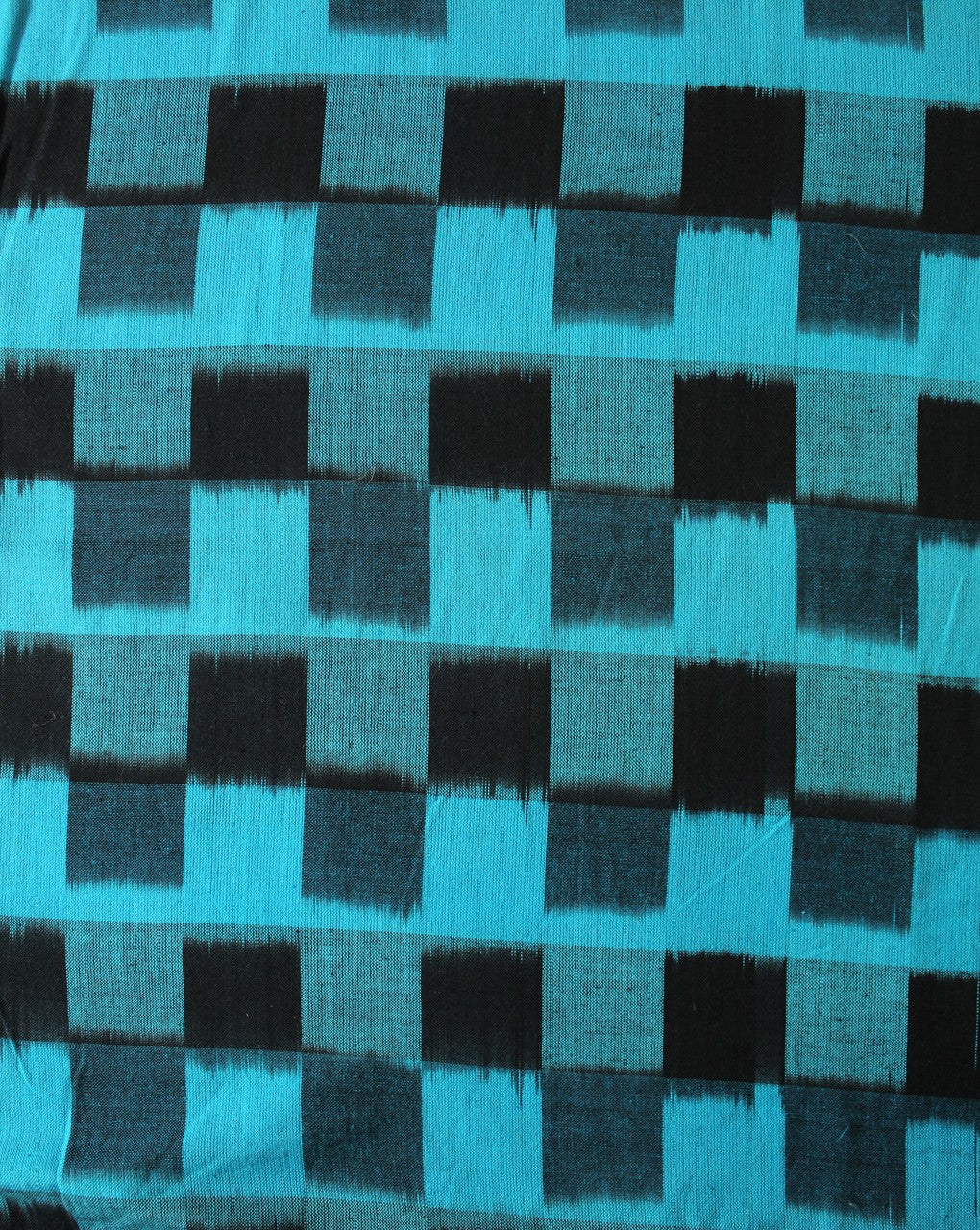Black And Blue Check Cotton Ikat Fabric