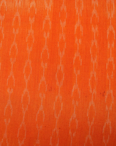 Orange And White Abstract Cotton Ikat Fabric