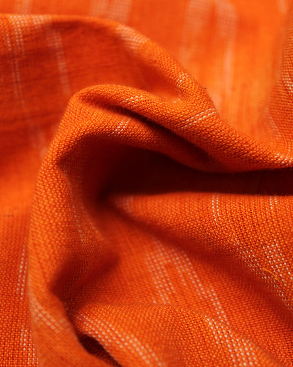 Orange And White Abstract Cotton Ikat Fabric