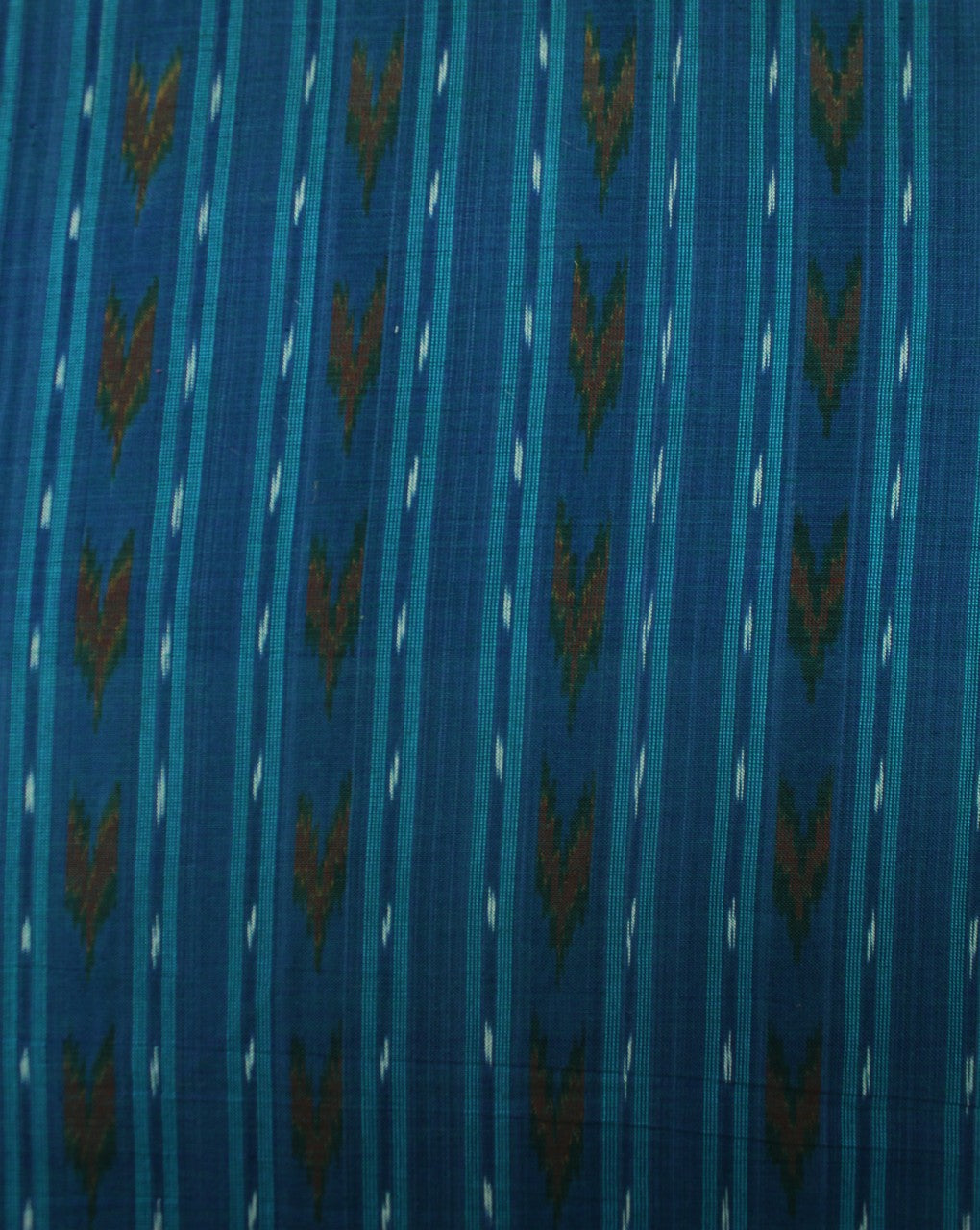 Blue And White Abstract Cotton Ikat Fabric