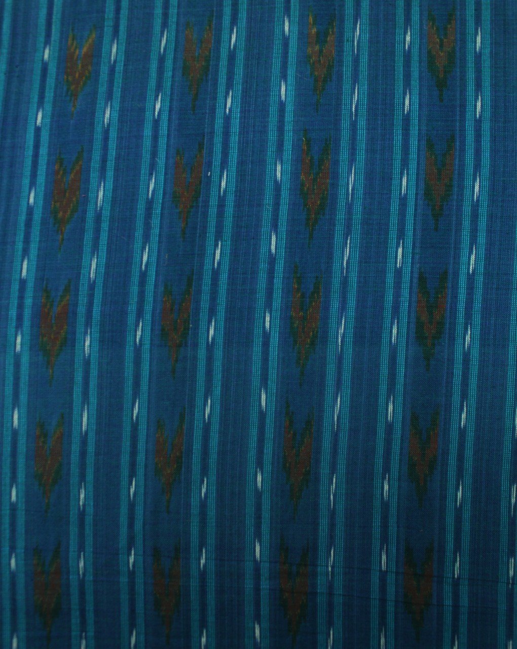 Blue And White Abstract Cotton Ikat Fabric
