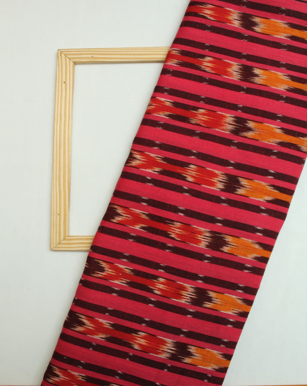 Red And Maroon Stripe Cotton Ikat Fabric