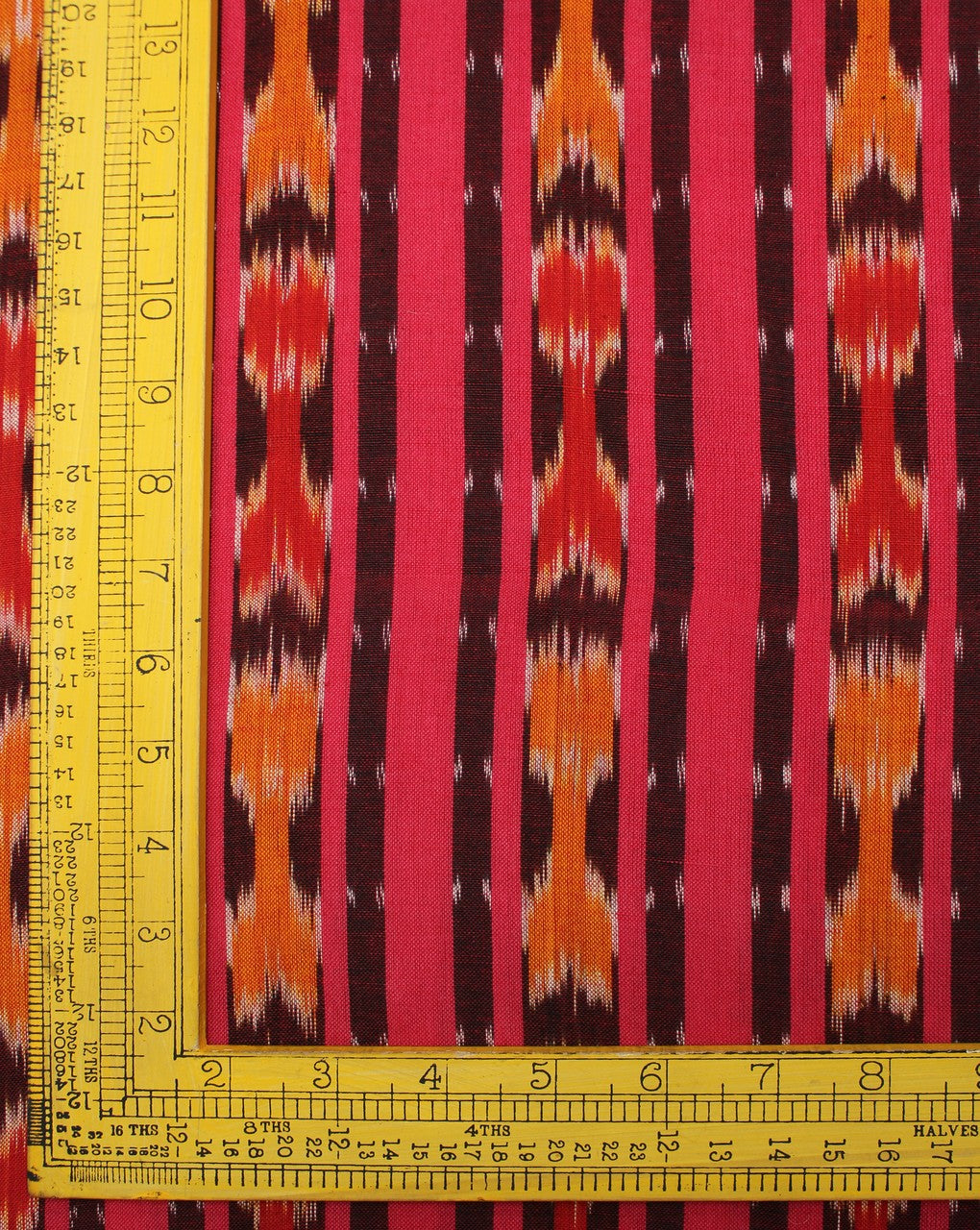 Red And Maroon Stripe Cotton Ikat Fabric