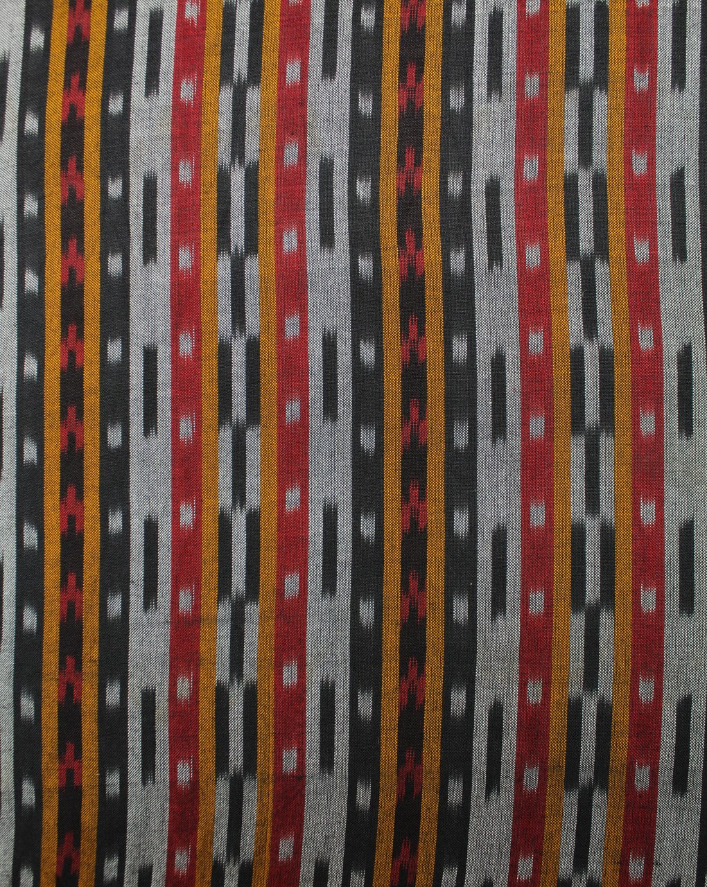 Black And Multicolor Stripe Cotton Ikat Fabric