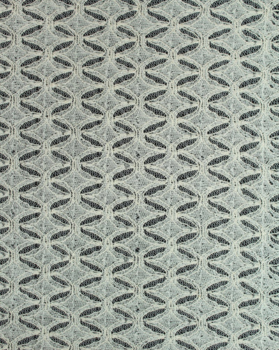 Greige Cotton Chevron Design Lace Cut Work Fabric