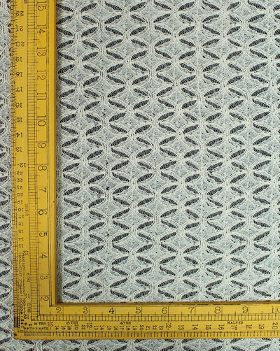 Greige Cotton Chevron Design Lace Cut Work Fabric