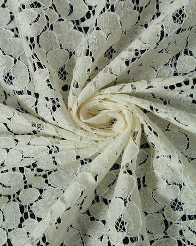 Greige Cotton Floral Design 1 Lace Cut Work Fabric
