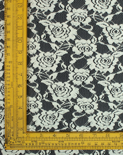 Greige Cotton Floral Design 2 Lace Cut Work Fabric