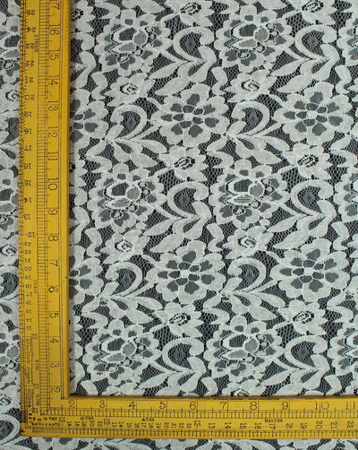 Greige Cotton Floral Design 3 Lace Cut Work Fabric