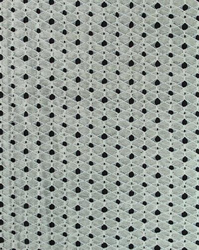 Greige Cotton Geometric Design Lace Cut Work Fabric