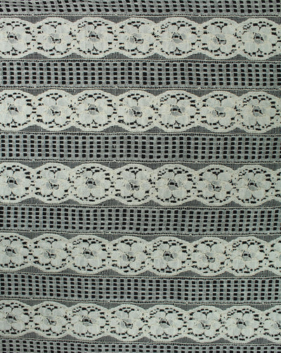 Greige Cotton Abstract Design 2 Lace Cut Work Fabric