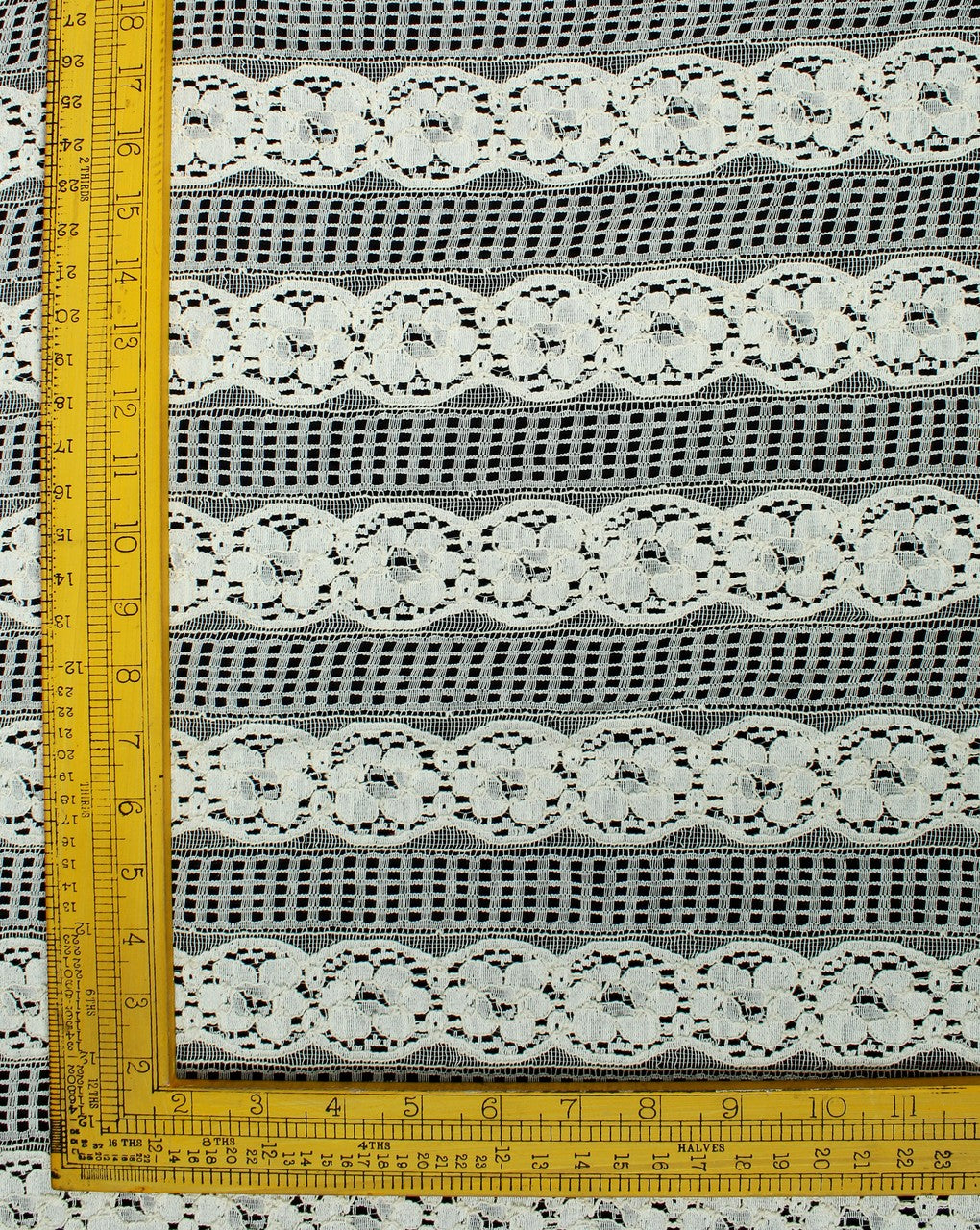 Greige Cotton Abstract Design 2 Lace Cut Work Fabric