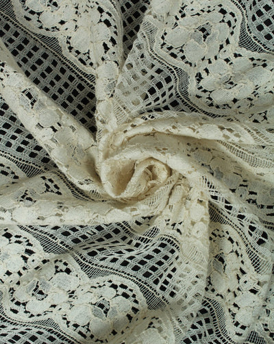 Greige Cotton Abstract Design 2 Lace Cut Work Fabric