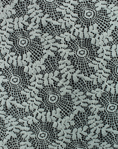 Greige Cotton Leaf Design Lace Cut Work Fabric