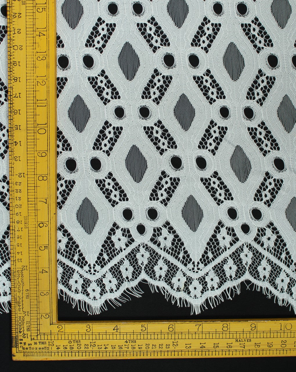 Polyester Chevron Design Lace Cut Work Fabric (RFD)