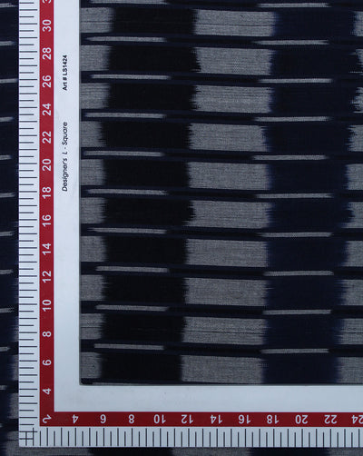 Navy Blue Ikat Design Yarn Dyed Cotton Fabric