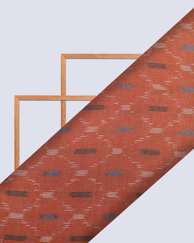 Orange Ikat Design Yarn Dyed Cotton Fabric