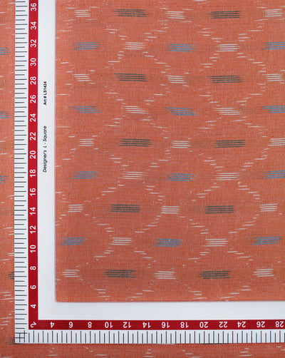 Orange Ikat Design Yarn Dyed Cotton Fabric